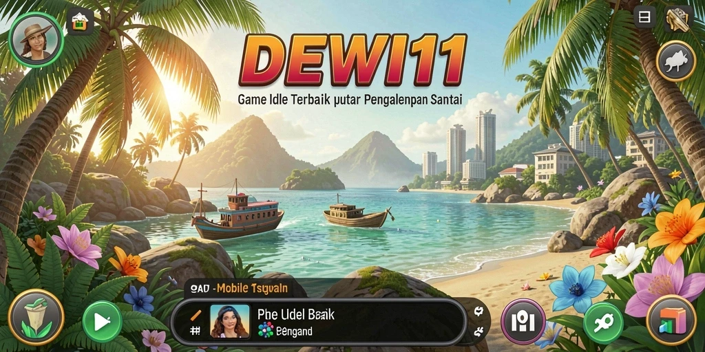 Tampilan gameplay DEWI11 dengan berbagai karakter dan sumber daya yang berkembang.