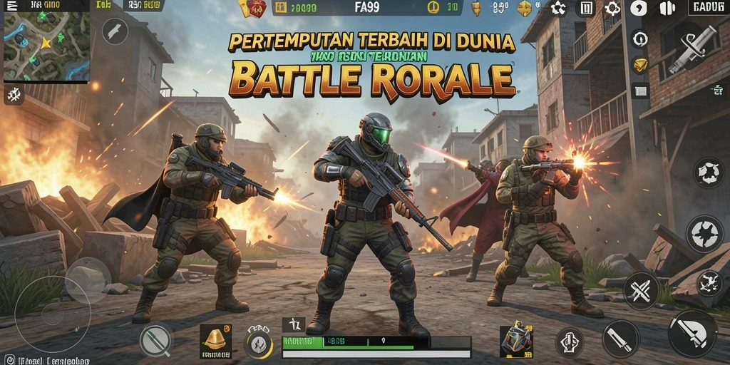 Gameplay seru di FA99 dengan aksi Battle Royale yang mendebarkan.