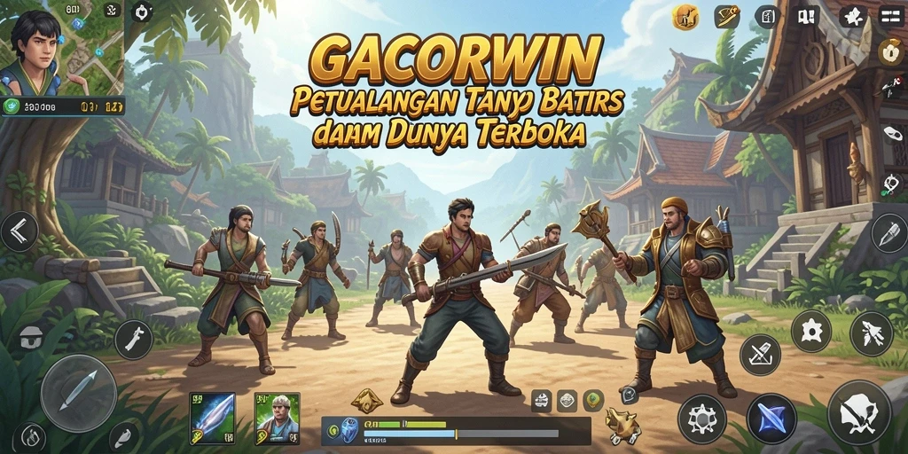 Screenshot gameplay GACORWIN menunjukkan dunia terbuka yang luas dan indah.