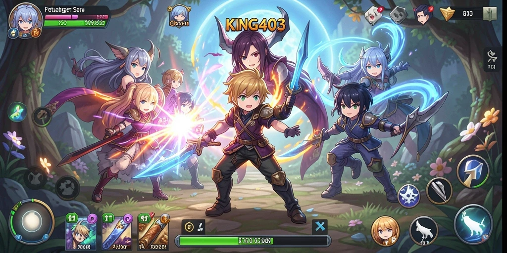 Screenshot KING403 menampilkan aksi seru karakter dari Anime.