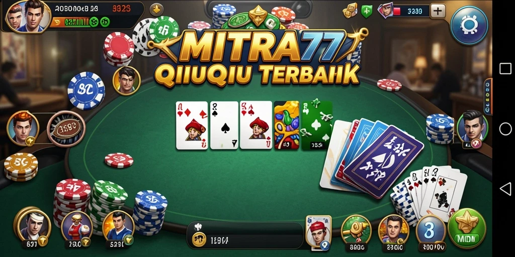 Screenshot utama <strong>MITRA77</strong> menunjukkan keseruan bermain QiuQiu secara online.