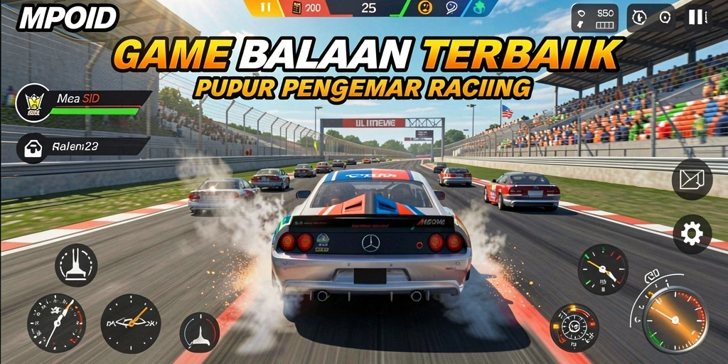 Tampilan gameplay MPOID yang menampilkan aksi balapan yang mendebarkan.
