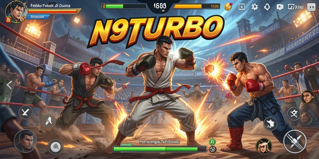 Gameplay N9TURBO yang penuh aksi dan karakter unik.