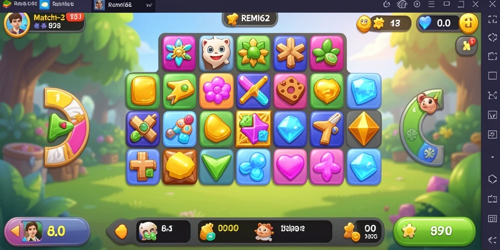 Gameplay seru Match-3 dengan grafis colorful yang menawan.