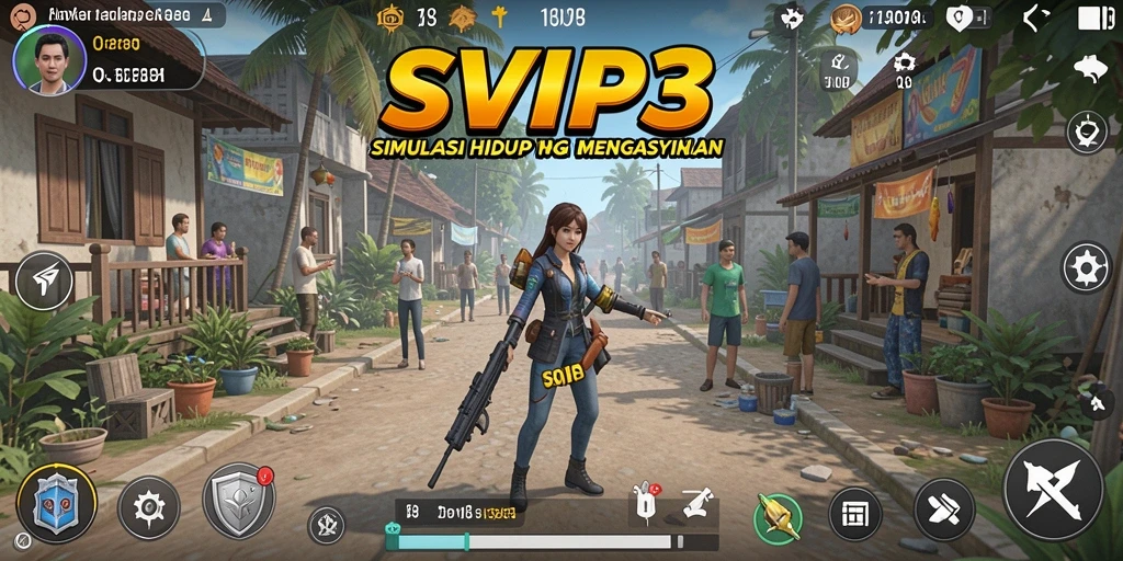 Tampilan gameplay SVIP3 menampilkan karakter yang menjalani kehidupan virtual.