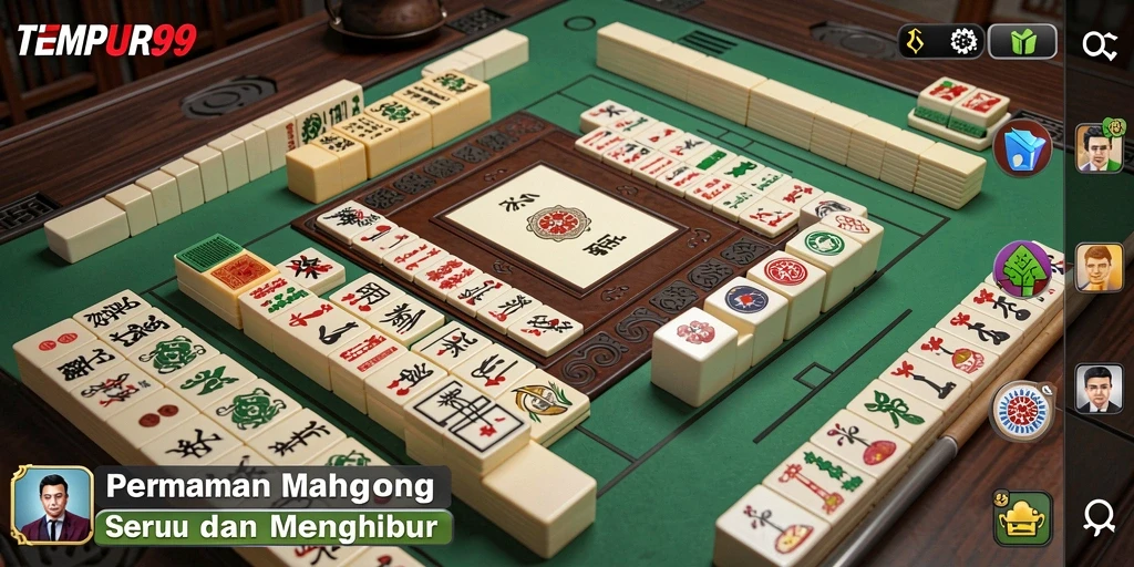 Screenshot gameplay TEMPUR99 yang menampilkan keseruan permainan Mahjong.